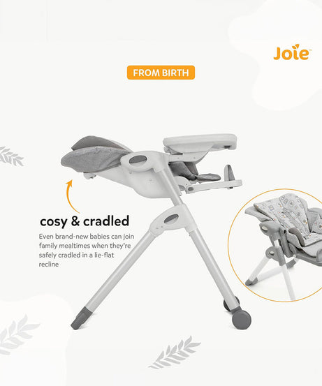 Joie Mimzy Recline 2-in-1 Highchair & Table Chair | Birth to 15kg | 7 Height & 5 Recline Positions | Compact Upright Fold with Extra Snack Tray | Available in Premium Colors - MINIMEE KIDS