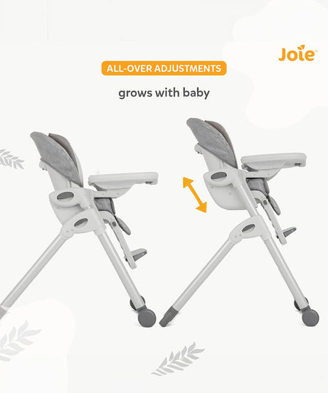 Joie Mimzy Recline 2-in-1 Highchair & Table Chair | Birth to 15kg | 7 Height & 5 Recline Positions | Compact Upright Fold with Extra Snack Tray | Available in Premium Colors - MINIMEE KIDS