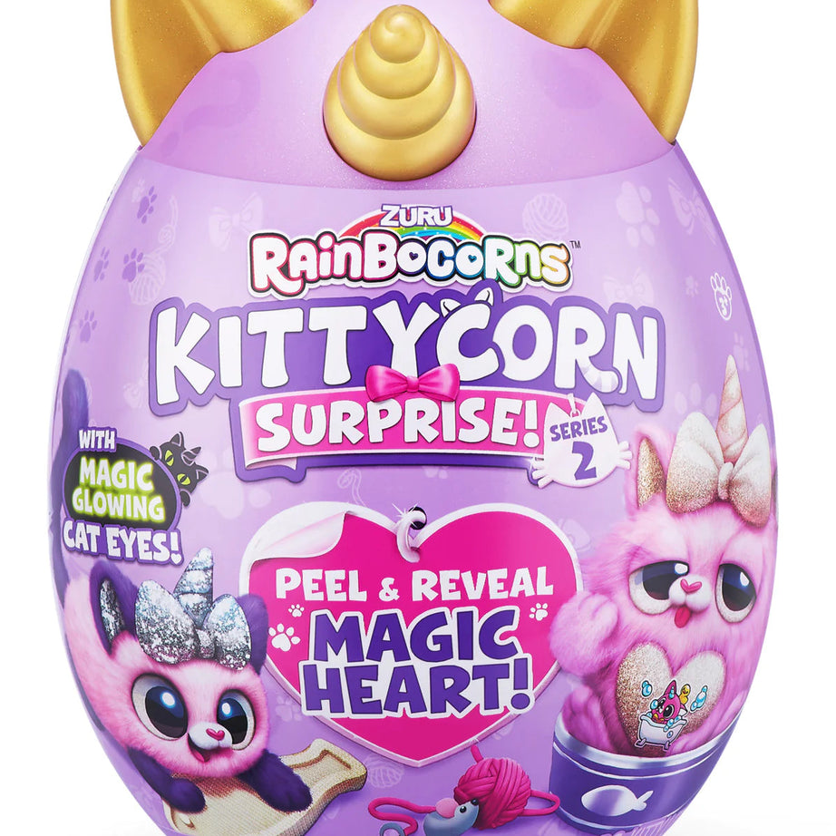 Rainbocorns Kittycorn Surprise Series 2, Starla the American Short Hair Cat - Collectible Plush with 10 Surprises to Unbox, Peel and Reveal Heart, Stickers, Ages 3+
