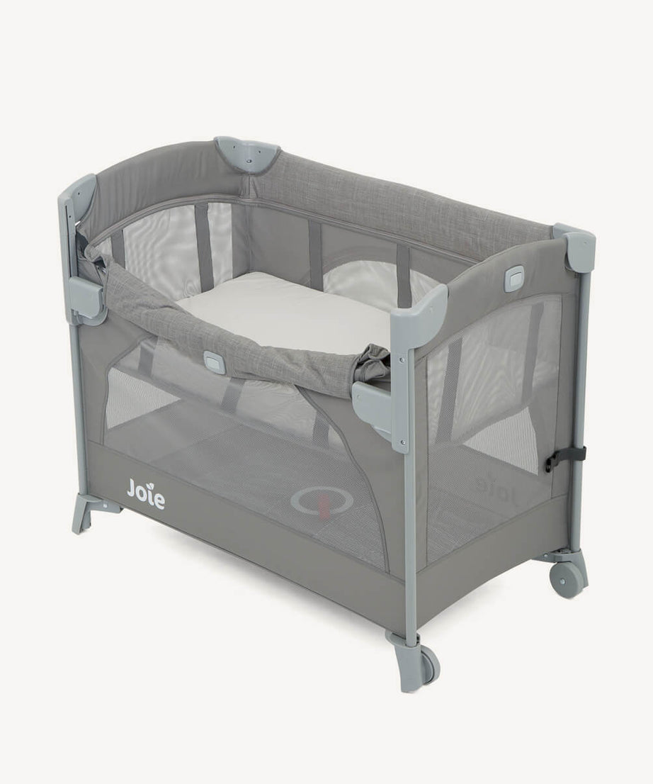 Joie Kubbie Sleep Bedside Crib & Compact Travel Cot - Foggy Grey - 0 to 36 Months - MINIMEE KIDS