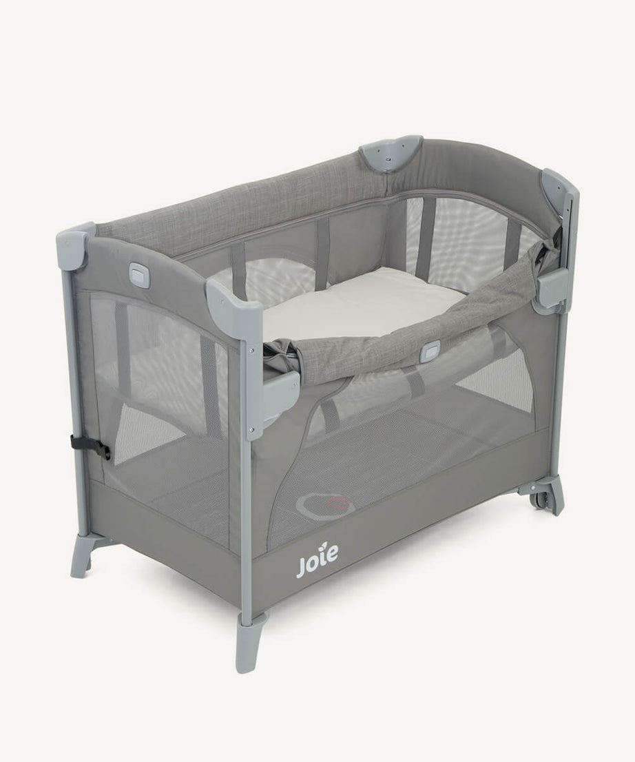 Joie Kubbie Sleep Bedside Crib & Compact Travel Cot - Foggy Grey - 0 to 36 Months - MINIMEE KIDS