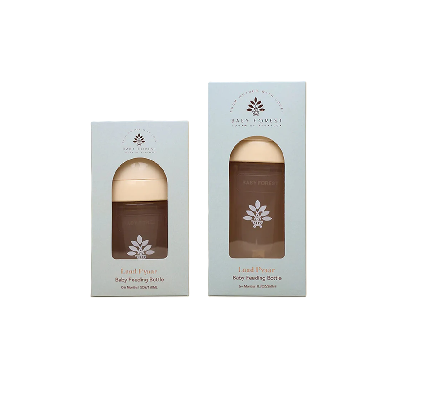 Baby Forest Laad Pyaar Baby Feeding Bottles – Wide Neck, Anti-Colic, Heat Resistant, and Breastfeeding-Friendly (150ml & 260ml)