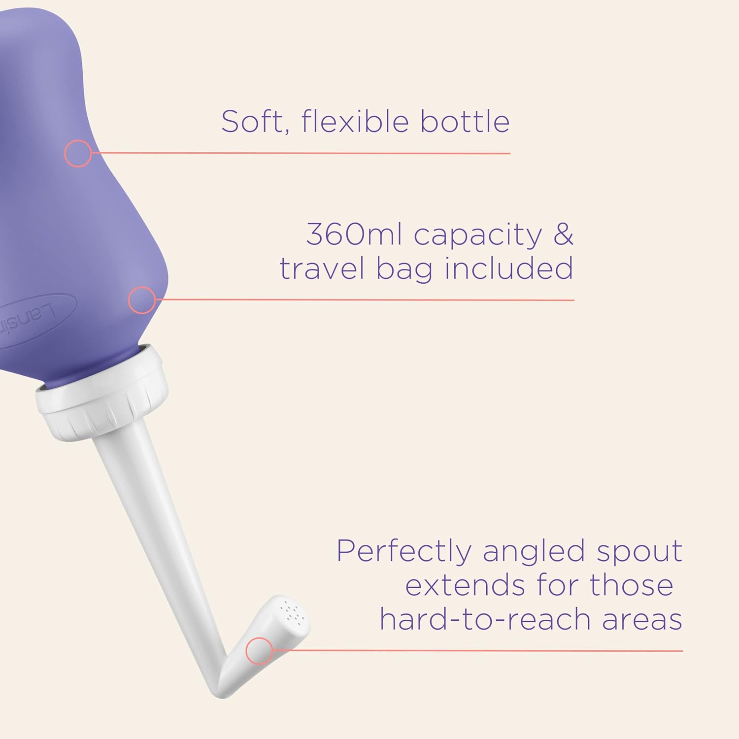 Lansinoh Postpartum Wash Bottle - Gentle Cleansing Care | Upside-Down Peri Bottle for Post-Birth Recovery & Hygiene | 360ml Hospital Bag Essential - MINIMEE KIDS