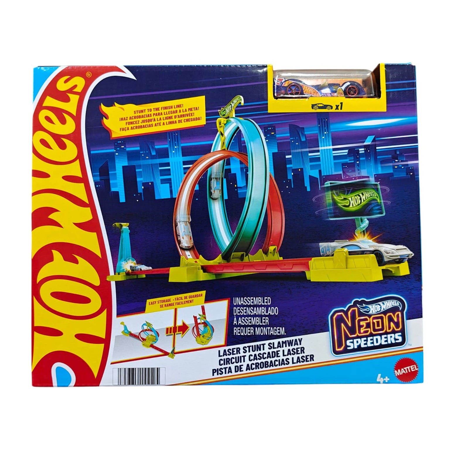 Hot Wheels Neon Speeders Laser Stunt Slamway Track Set | Stunt & Race with Double Inverted Loops, Neon-Themed Billboard & Easy Storage | Includes 1 Hot Wheels 1:64 Scale Car | 4+ Years html Copy Edit