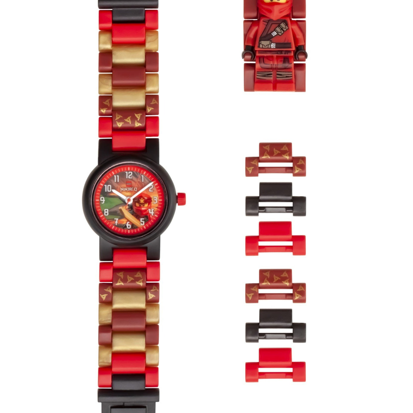 LEGO Ninjago 8021643 KAI Buildable Minifigure Link Watch, with Interchangeable Links, Analog Display, and Integrated Kai Minifigure, Water-Resistant Toy for Kids Aged 6+ (24 Pieces)