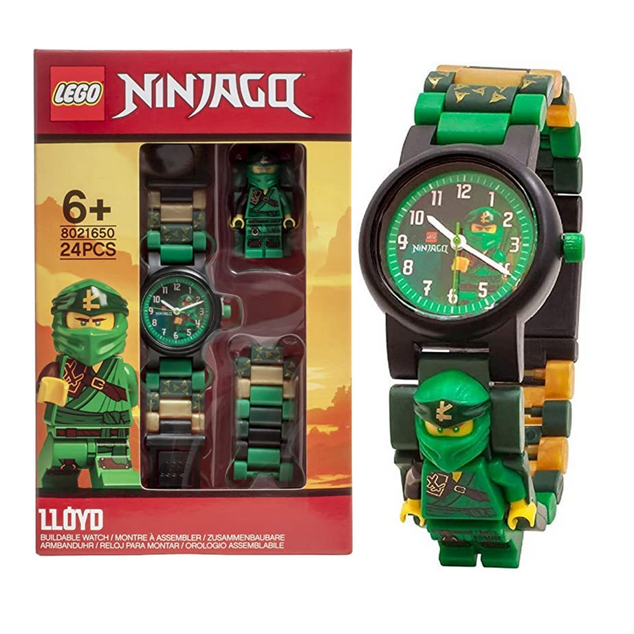 LEGO Ninjago 8021650 LLOYD Buildable Minifigure Link Watch, with Interchangeable Links, Analog Display, and Integrated Lloyd Minifigure, Water-Resistant Toy for Kids Aged 6+ (24 Pieces)