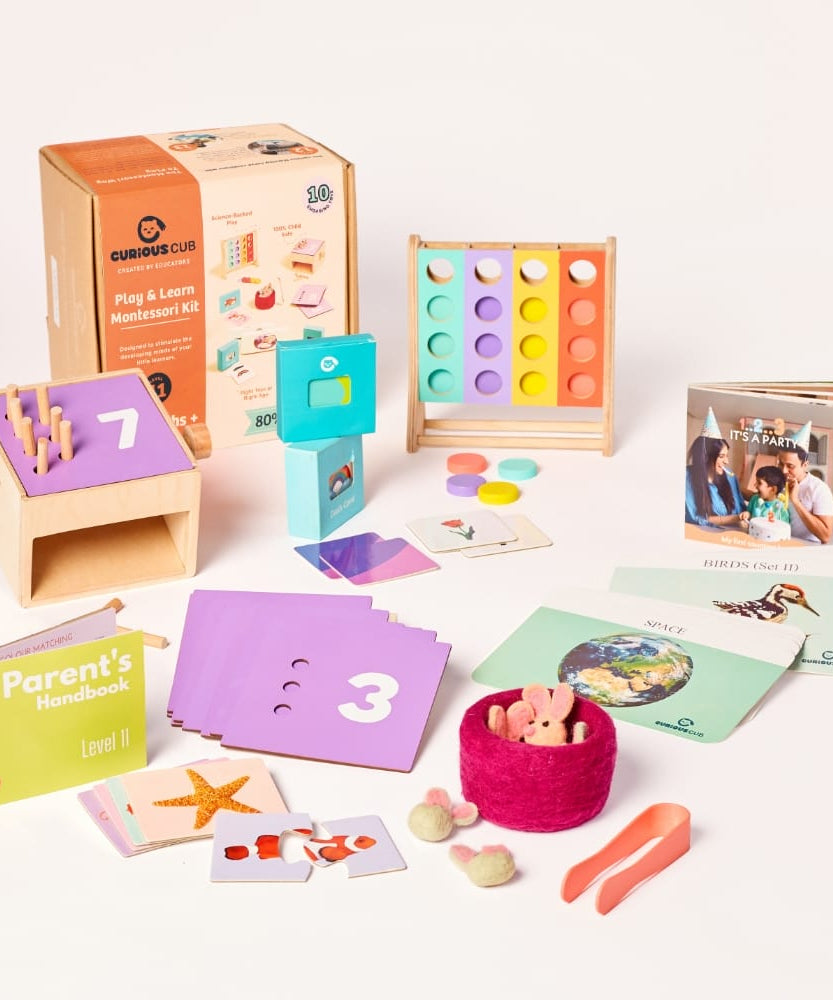 Curious Cub Play & Learn Montessori Kit - Level 11 for 24 Months+, A Curated Box of 10 Engaging Educational Toys to Develop Numeracy, Problem-Solving, and Fine Motor Skills