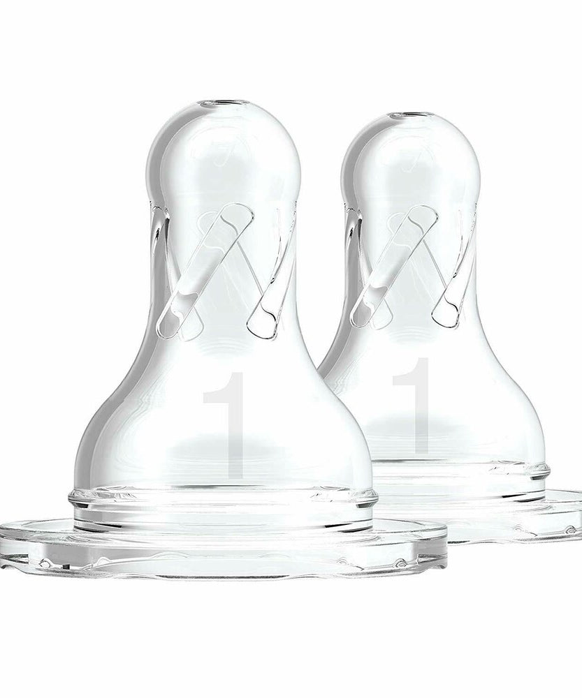 Dr. Brown's Natural Flow Narrow Baby Bottle Silicone Nipple | Level 1 | 0m+ | 100% Silicone | Pack of 2 - MINIMEE KIDS