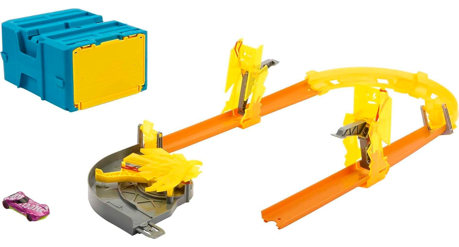 Hot Wheels Track Builder Lightning Boost Pack unassembled 3-in-1 Track Playset for 4+ Years