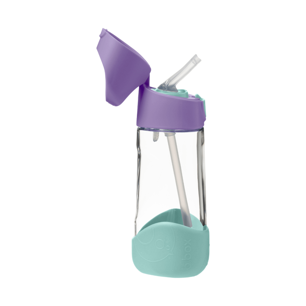 B.Box Tritan Straw Drink Bottle for Kids 450ml | Easy-Grip Leak-Proof Water Bottle with Flip Lid, Silicone Straw & Triangular Design | BPA-Free – Ages 12m+ | 5 Colors Available