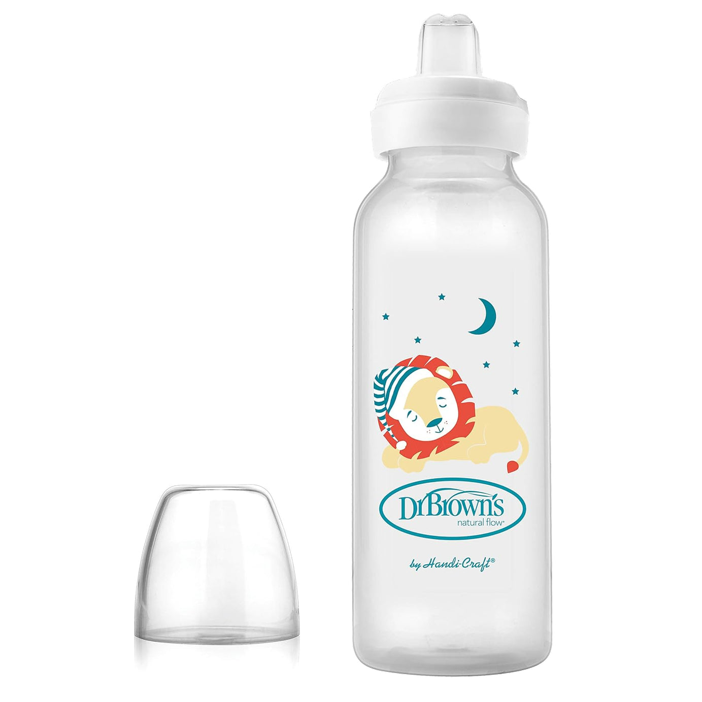 Dr. Brown's Milestones Narrow Sippy Bottle with Soft Silicone Spout - 250mL Lion Design - 6m+