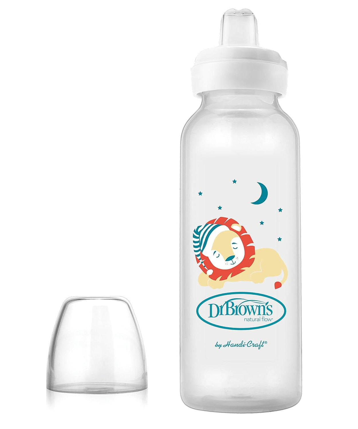 Dr. Brown's Milestones Narrow Sippy Bottle with Soft Silicone Spout - 250mL Lion Design - 6m+ - MINIMEE KIDS