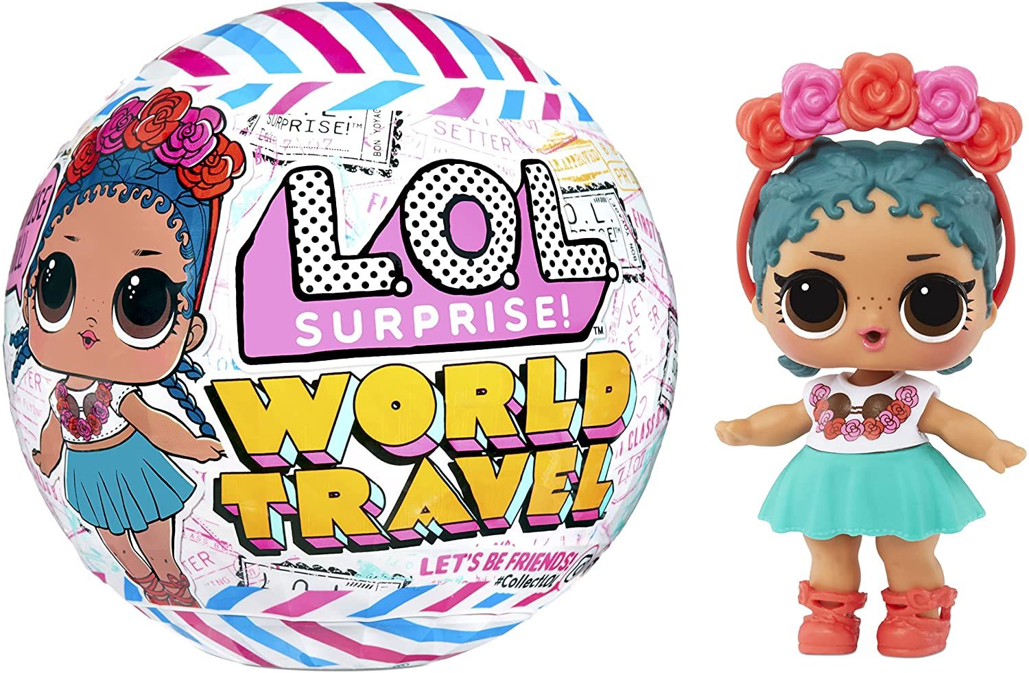 L.O.L. Surprise! World Travel Doll – 8 Surprises Inside Including Passport, Water Reveal & Fashion Accessories | Travel-Themed Collectible in Globe Packaging with Stand | Styles May Vary - MINIMEE KIDS