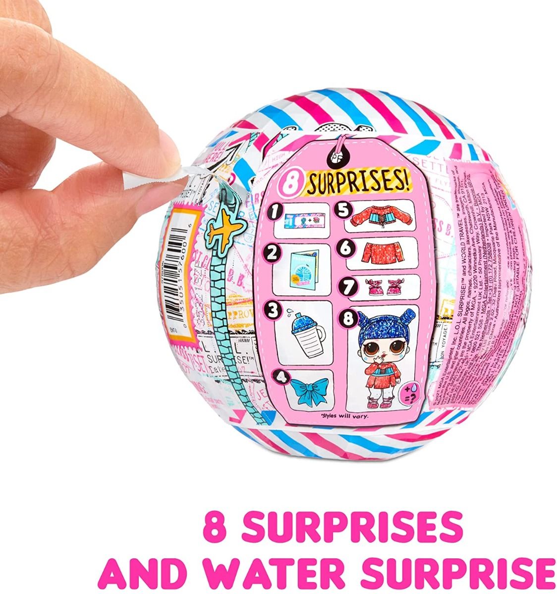 L.O.L. Surprise! World Travel Doll – 8 Surprises Inside Including Passport, Water Reveal & Fashion Accessories | Travel-Themed Collectible in Globe Packaging with Stand | Styles May Vary - MINIMEE KIDS