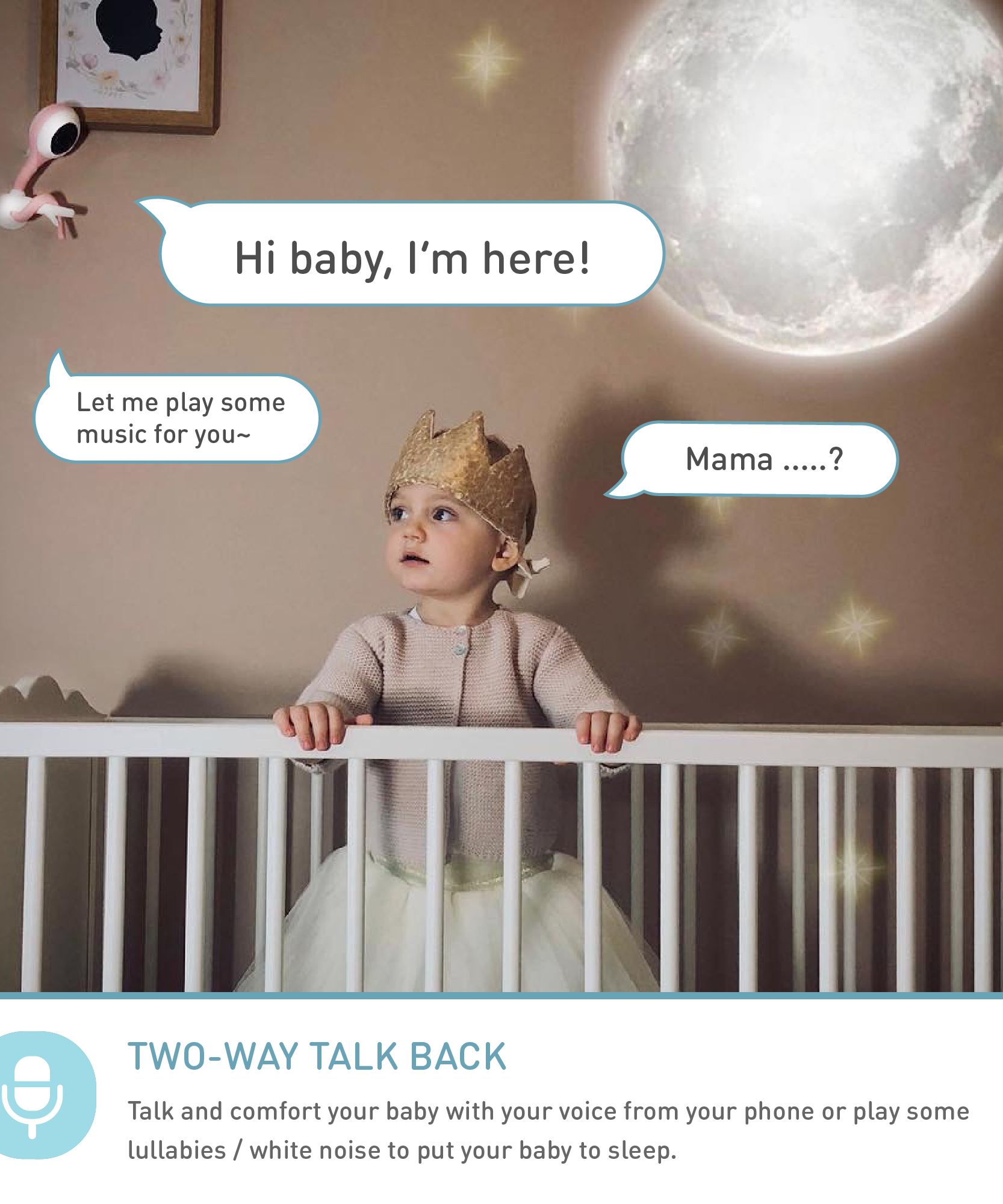 Lollipop Baby Camera | Advanced Smart Wi-Fi Full-HD 1080p Camera with Crying Detection and Breathing Monitoring (Available in Pistachio, Cotton Candy, and Turquoise) - MINIMEE KIDS