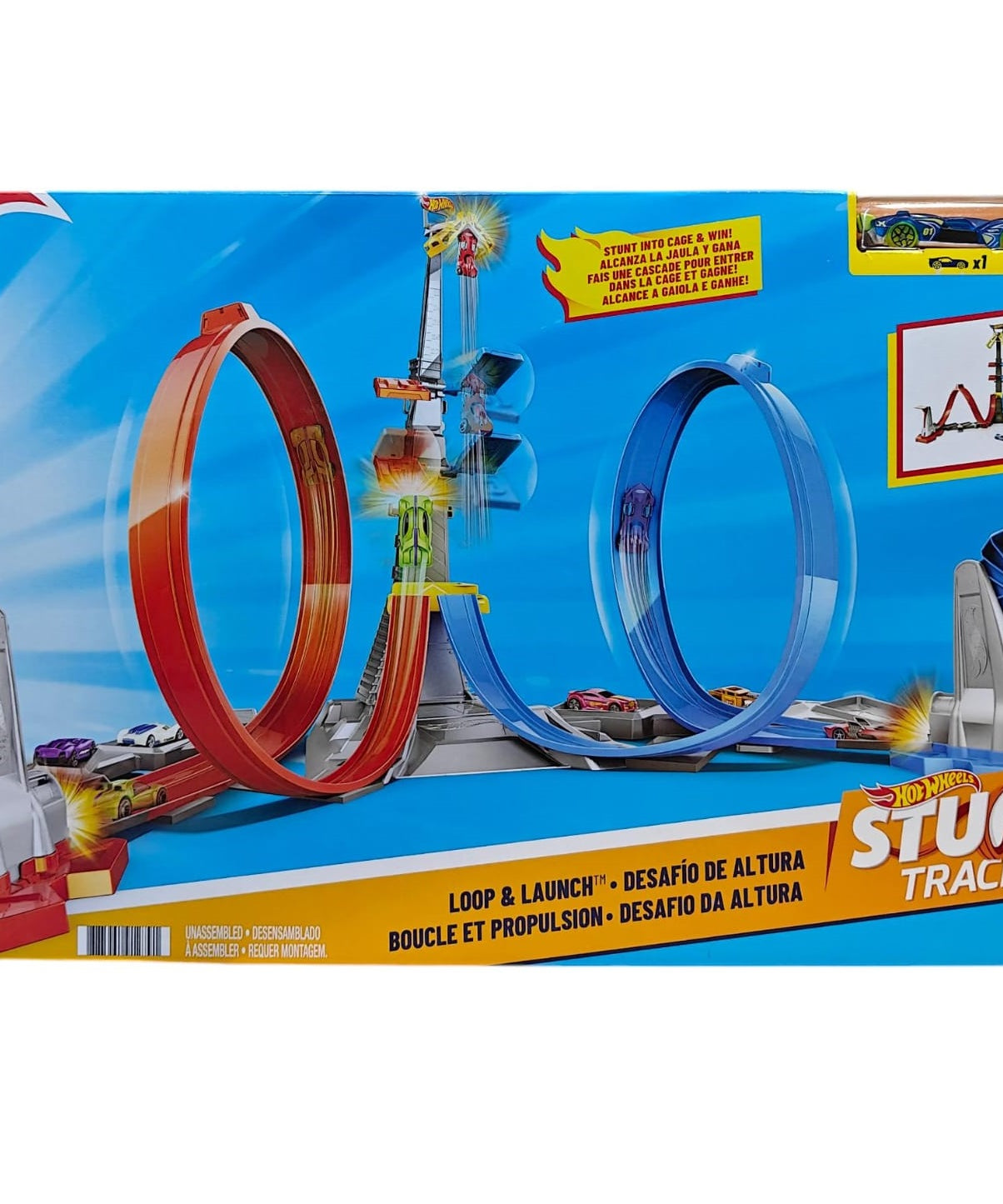 Hot Wheels Stunt Tracks Loop & Launch Track Set with Adjustable 2-Foot-Tall Loop, High-Speed Stunt Racing, and 1 Hot Wheels Car for Kids 5+ Years | GRW39