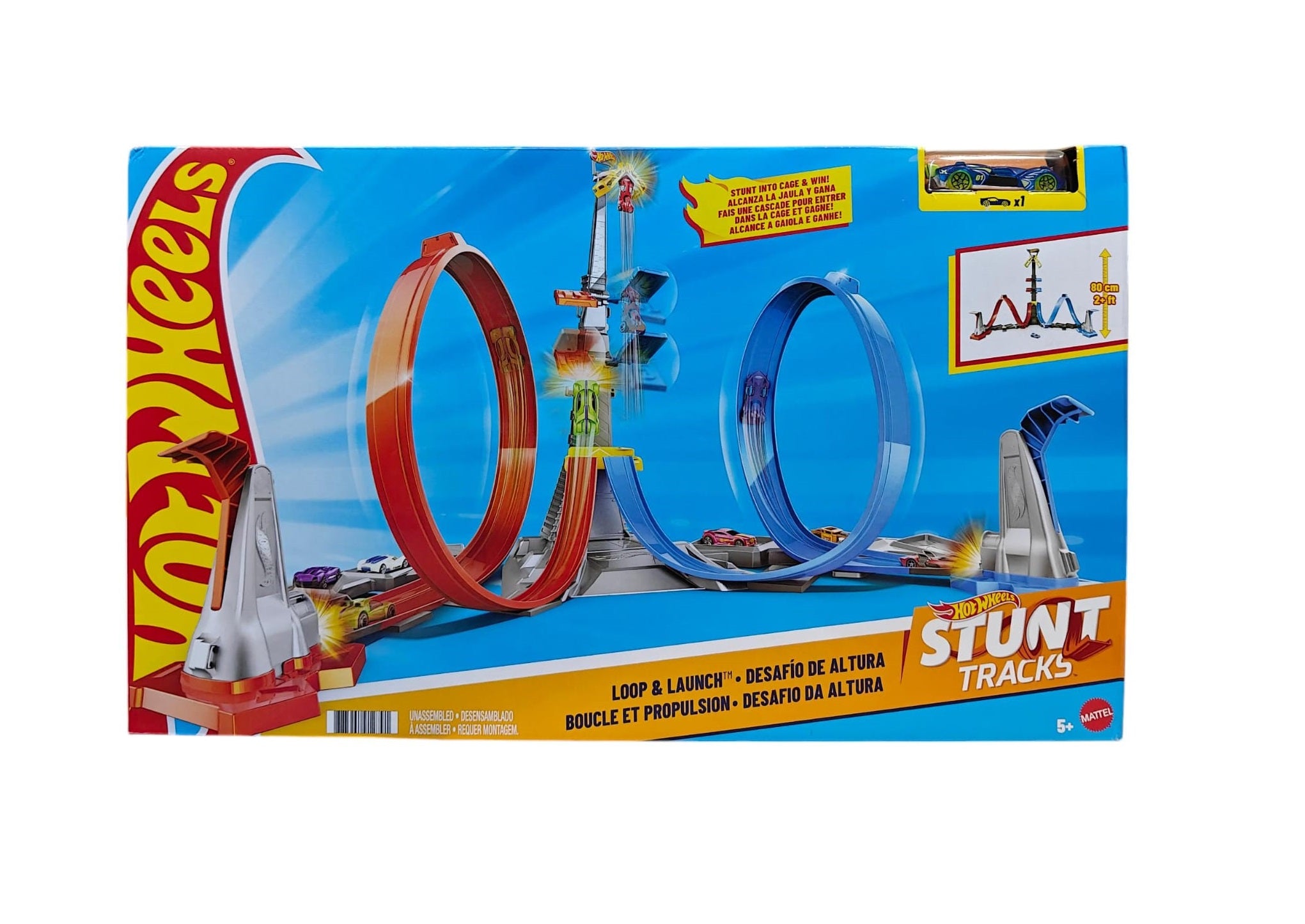 Hot Wheels Stunt Tracks Loop & Launch Track Set with Adjustable 2-Foot-Tall Loop, High-Speed Stunt Racing, and 1 Hot Wheels Car for Kids 5+ Years | GRW39