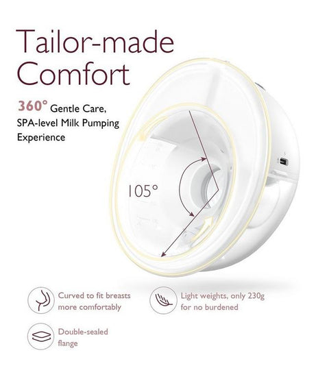 Momcozy M5 Wearable Single Breast Pump – Painless Horizontal Pumping with Vibrate-to-Pump Mode, Hands-Free & Ultra-Lightweight Design