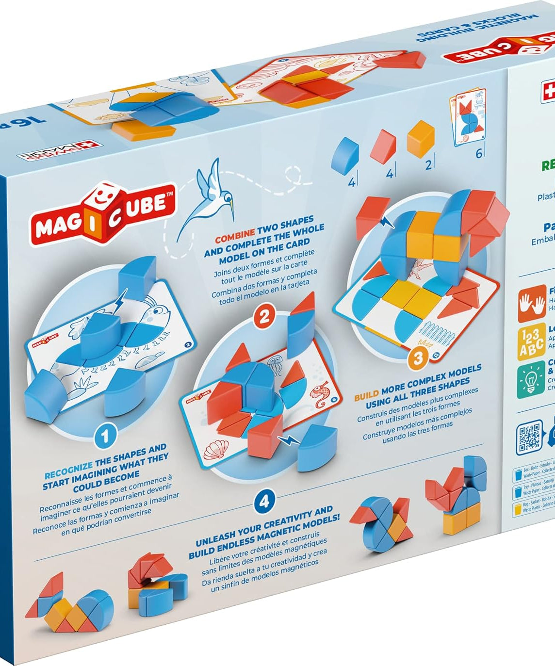 Geomag Magicube Magnetic Building Blocks & Fun Card Activities 16 Pieces For Ages 2-5 Years