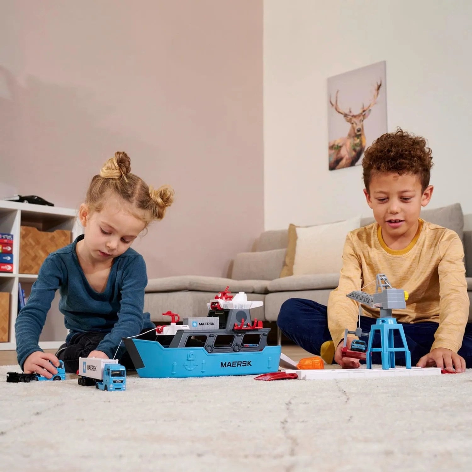 Majorette Logistic Freight Ship – Maersk Themed Container Loading Playset with Crane & Truck | 5 Years+ | Port Terminal Pretend Play for Kids