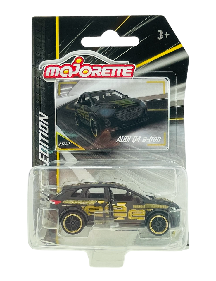 Majorette Limited Edition 9 Die-Cast Cars | 1:64 Scale Black & Gold Collector Series | Includes Audi Q4 e-tron, Porsche 917, Dodge Charger R/T & More | Pack of 1 | For Ages 3+