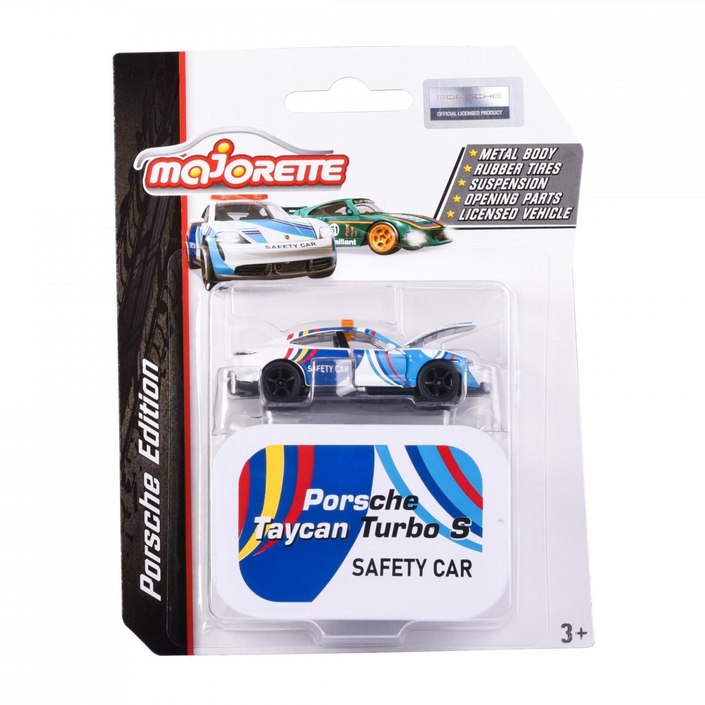Majorette Porsche Edition - Porsche Taycan Turbo S Safety Car | Official Licensed Die-Cast Car with Metal Body, Rubber Tires, Suspension & Opening Parts | Collector’s Edition | 3+