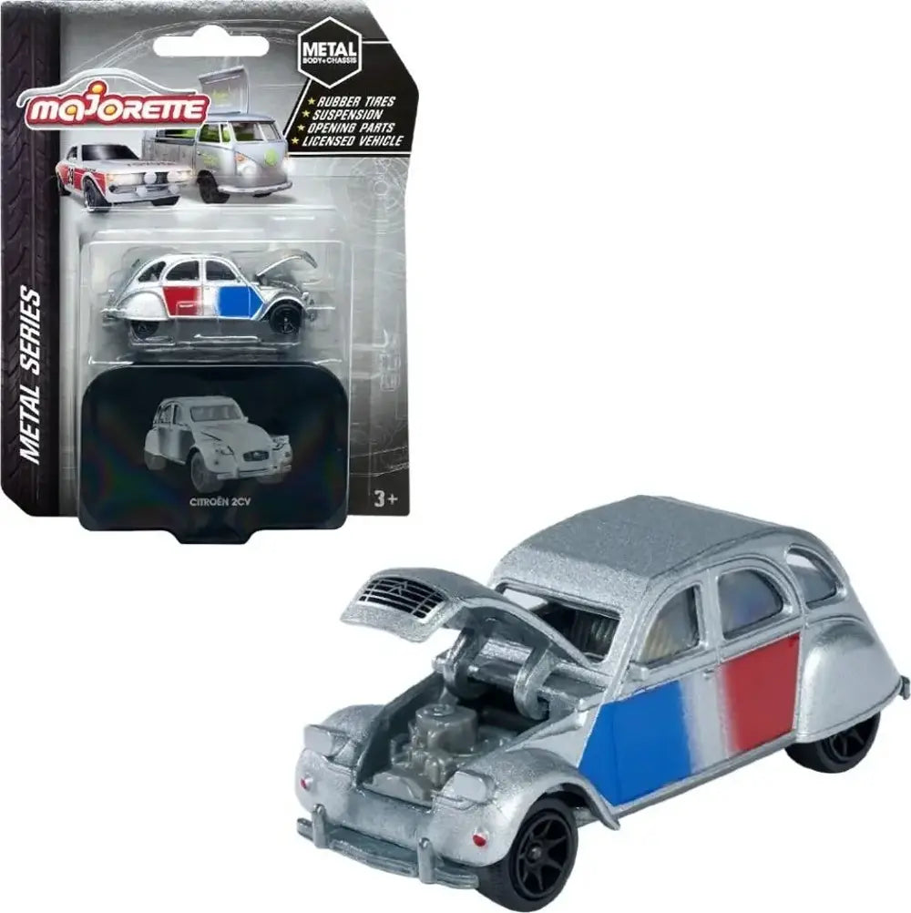 Majorette Vintage Deluxe Metal Series Citroën 2CV – 1:64 Scale Die-Cast Car with Rubber Tires, Suspension & Opening Parts | Collector’s Edition with Metal Tin Box | Licensed Vehicle