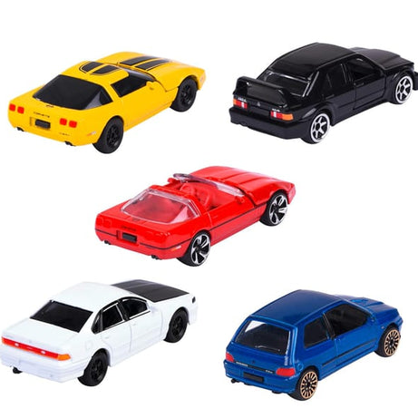 Majorette Youngsters 90’s 5-Piece Giftpack – Die-Cast Toy Cars Set | Includes Chevrolet Corvette C4 ZR-1, Mercedes-Benz 190 E, Nissan Cefiro & Renault Clio 16S – 1:64 Scale Metal Cars with Opening Parts – 3+ Years