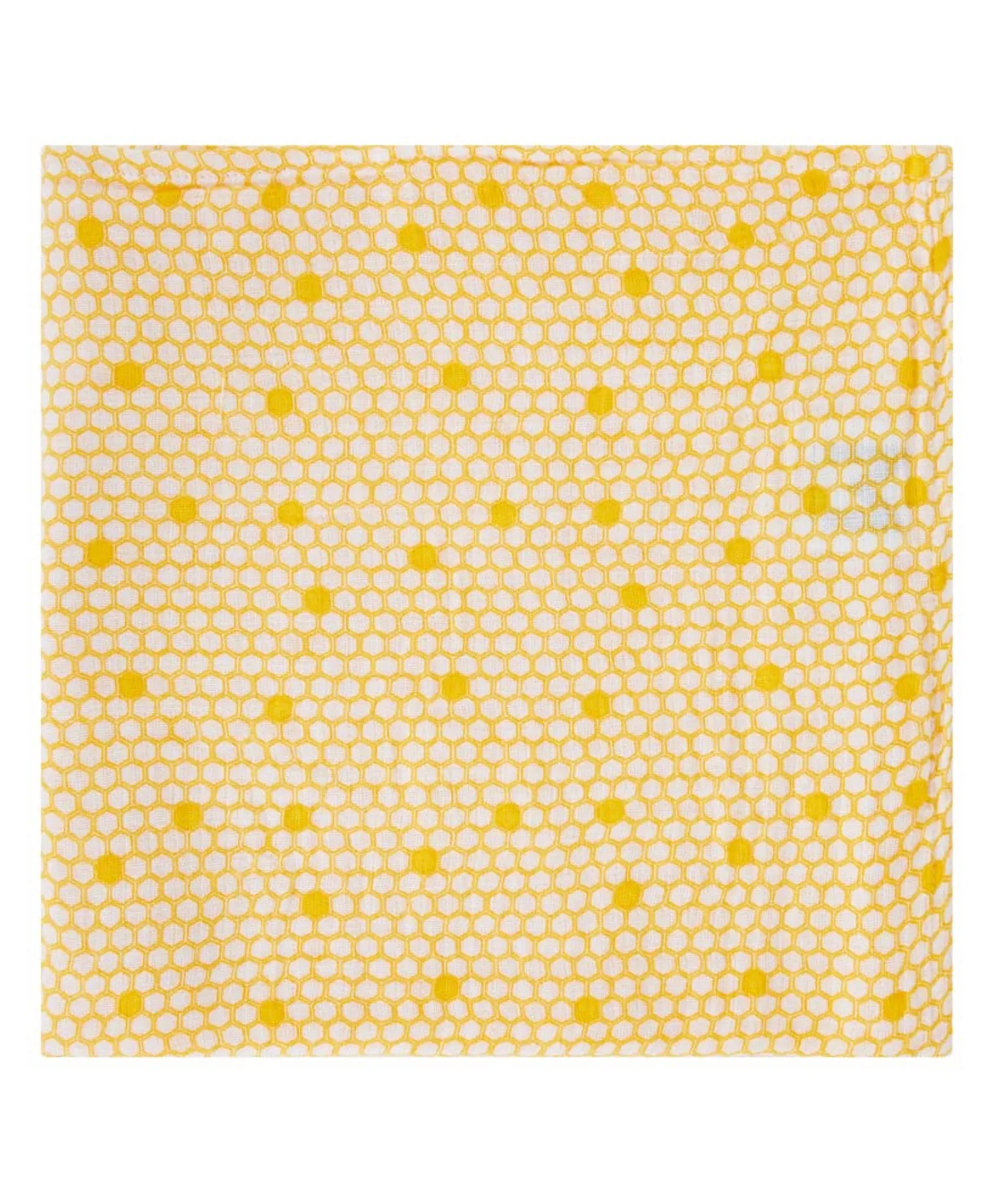 Malabar Baby Organic Muslin Swaddle - Hive Print | GOTS Certified Lightweight Cotton | 47" x 47" | Nature-Inspired Honeycomb Design for Newborns & Infants
