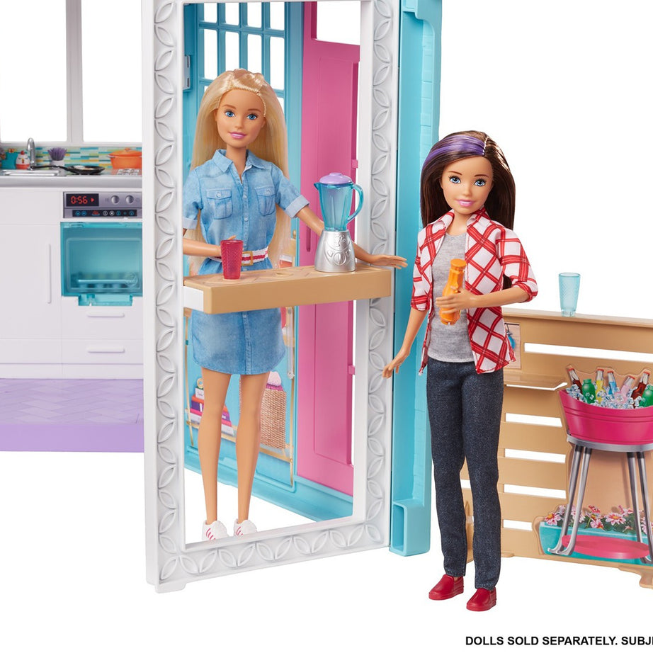 Barbie Malibu House 2-Story, 6-Room Dollhouse with Transformation Features and 25+ Accessories for Kids Ages 3 and Up