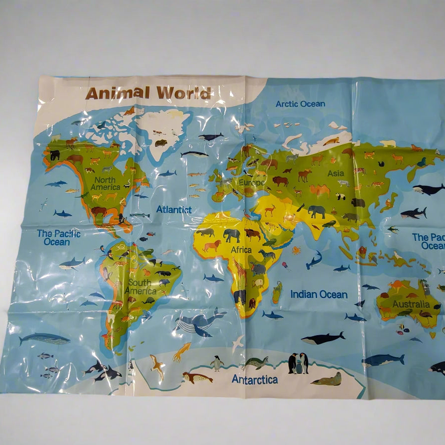 Ucok Toys Farm Animal World Playset - 19 Pieces with Farm Accessories, Trees & World Map | Educational Animal Figurines for Kids 3+ Years