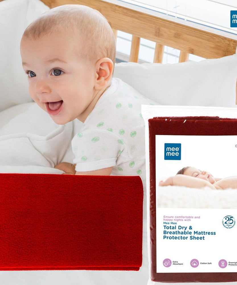 Mee Mee Total Dry & Breathable Waterproof Mattress Protector Sheet for Babies | Ultra Absorbent & Rash-Free Dry Mat for Newborns | Reusable Diaper-Free Night Sheet in Small, Medium, Large & XL Sizes | SUbject to Availability Color will be Provided - MINIMEE KIDS