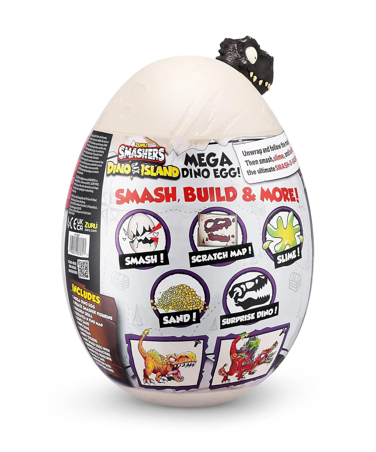 ZURU Smashers Dino Island Mega Dino Egg – 25+ Surprises, Dinosaur Toys for Kids, Includes Slime, Sand & More, Ages 5+ - MINIMEE KIDS