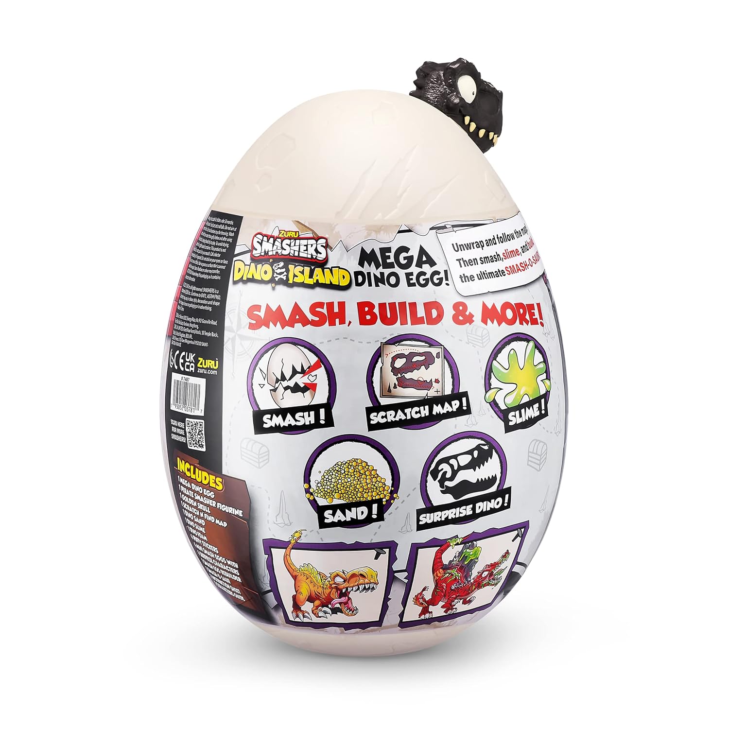 ZURU Smashers Dino Island Mega Dino Egg – 25+ Surprises, Dinosaur Toys for Kids, Includes Slime, Sand & More, Ages 5+