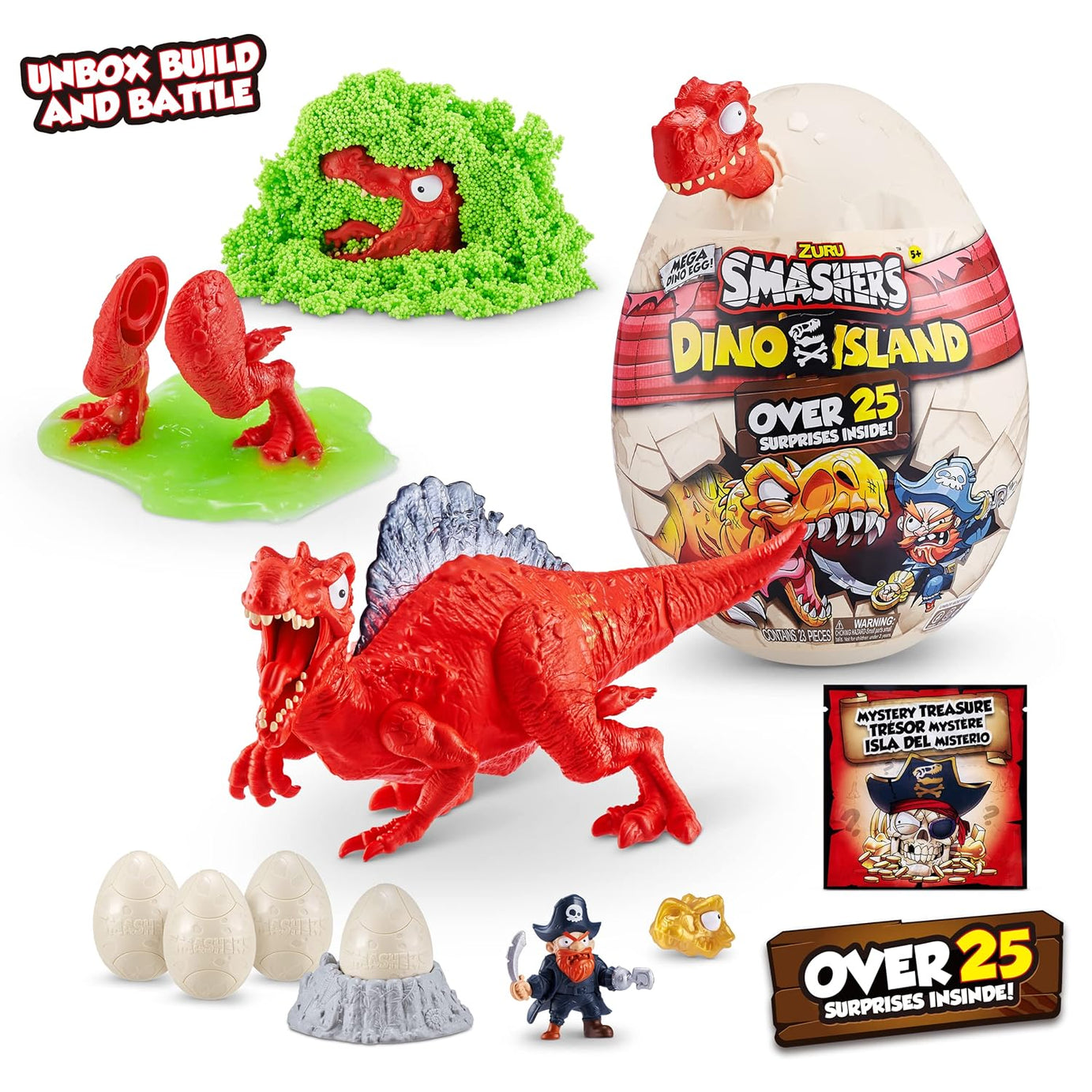 ZURU Smashers Dino Island Mega Dino Egg – 25+ Surprises, Dinosaur Toys for Kids, Includes Slime, Sand & More, Ages 5+