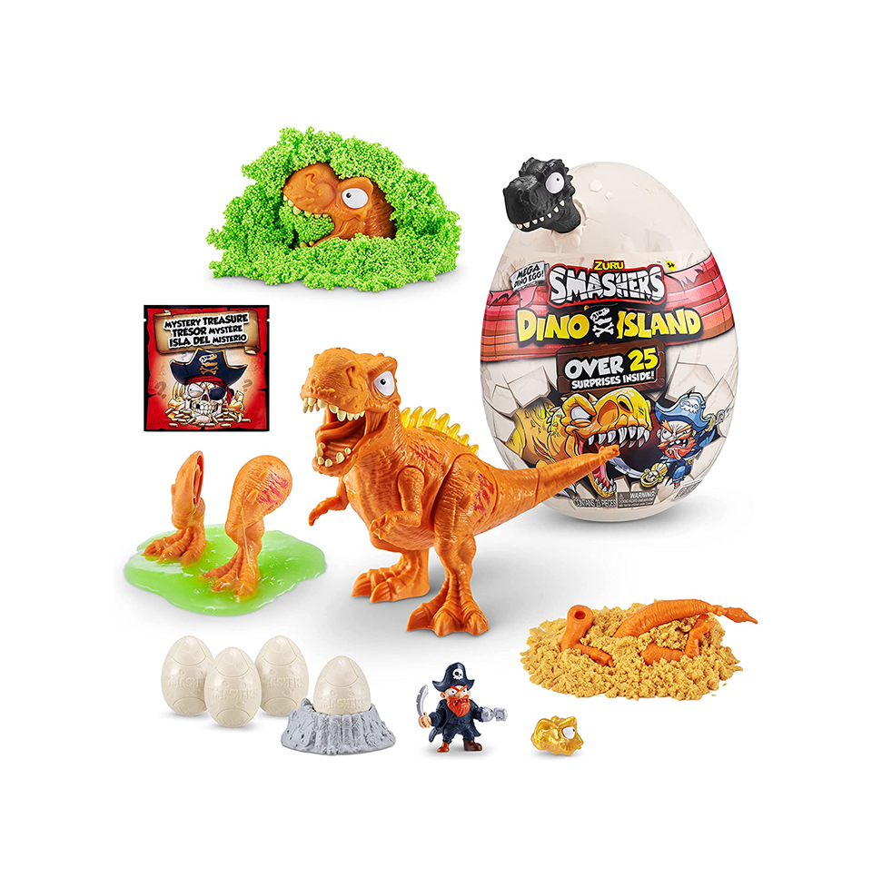 ZURU Smashers Dino Island Mega Dino Egg – 25+ Surprises, Dinosaur Toys for Kids, Includes Slime, Sand & More, Ages 5+