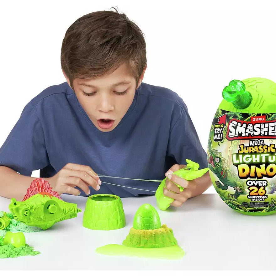 Zuru Smashers Mega Jurassic Light Up Dino Egg - 26 Surprises, Light Up & Roar Dino Fun for Kids Ages 5+