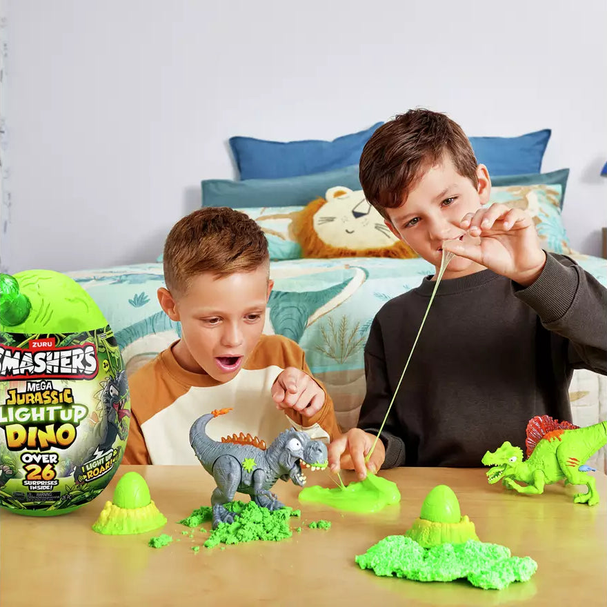 Zuru Smashers Mega Jurassic Light Up Dino Egg - 26 Surprises, Light Up & Roar Dino Fun for Kids Ages 5+