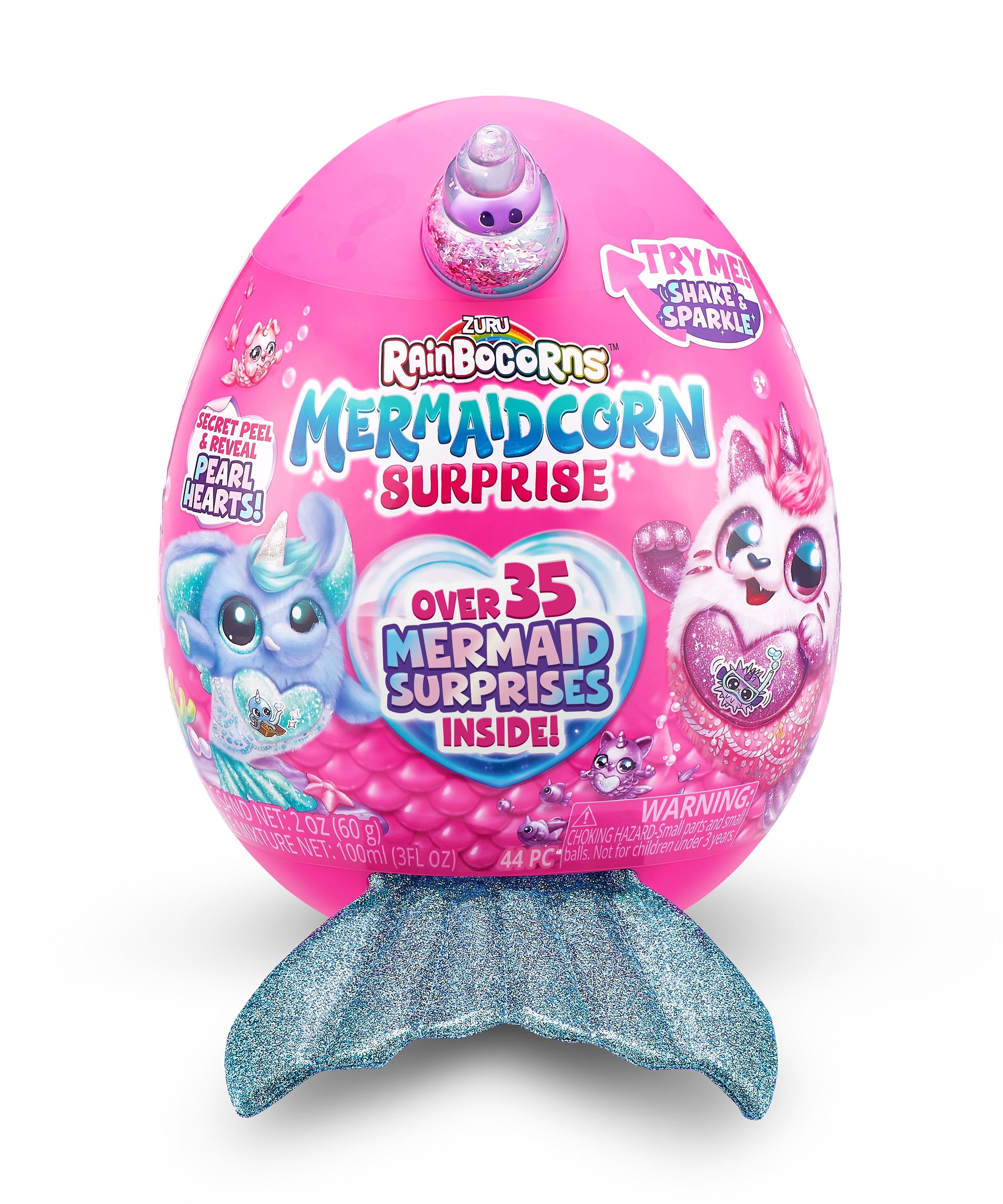 Zuru Rainbocorns Mermaidcorn Surprise - Over 35 Mermaid-Themed Surprises Inside, Including Water Globe Horn and Glittery Tail - Plush Toy for Kids Ages 3+