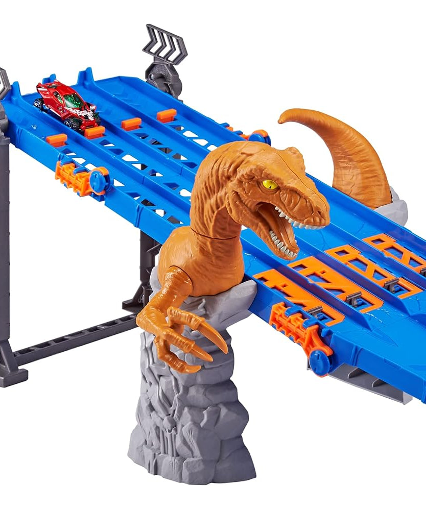 Zuru Metal Machines 4-Lane Raptor Attack Track Set with Hidden Ejectors and Exclusive Diecast Car, 1.2m/4ft Racing Track for Kids 4+ Years - MINIMEE KIDS