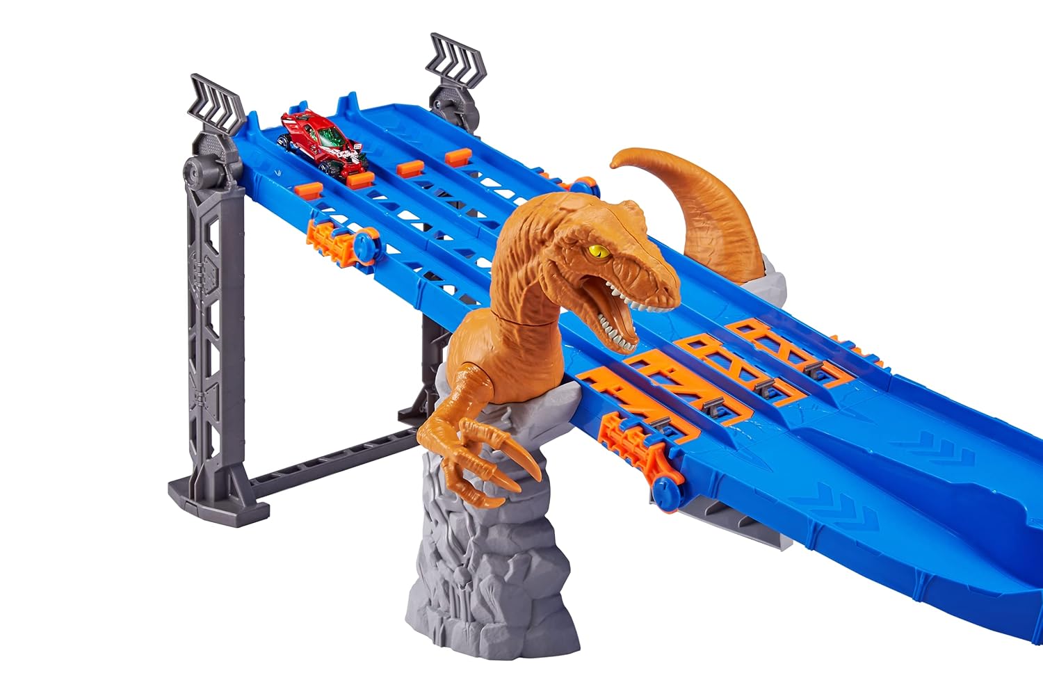 Zuru Metal Machines 4-Lane Raptor Attack Track Set with Hidden Ejectors and Exclusive Diecast Car, 1.2m/4ft Racing Track for Kids 4+ Years - MINIMEE KIDS