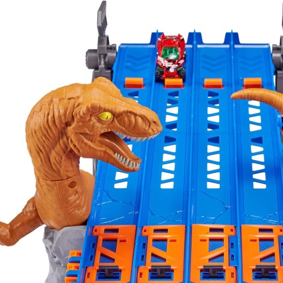 Zuru Metal Machines 4-Lane Raptor Attack Track Set with Hidden Ejectors and Exclusive Diecast Car, 1.2m/4ft Racing Track for Kids 4+ Years - MINIMEE KIDS