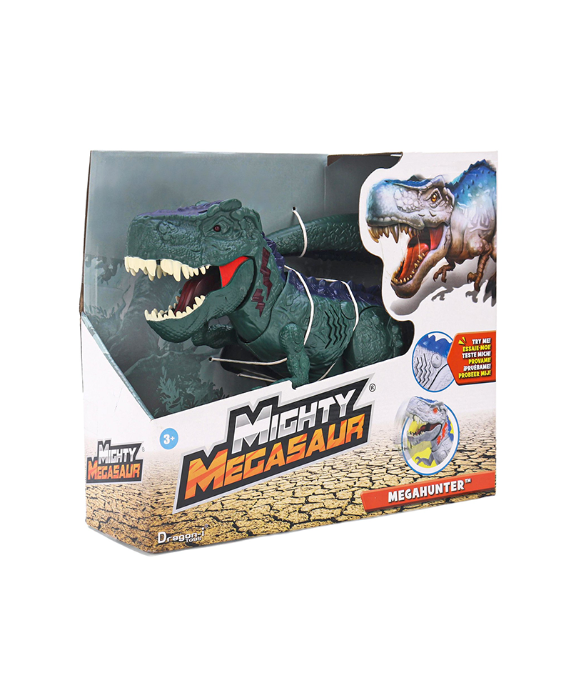 Dragon-i Toys Mighty Megasaur Megahunter Battery Operated T-Rex: Walking, Roaring, and Light-Up Features