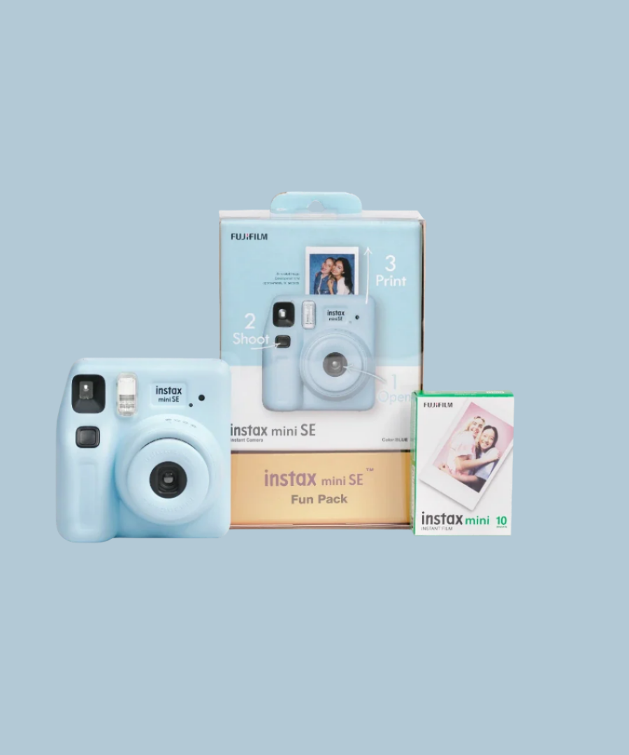 Fujifilm Instax Mini SE Instant Camera Fun Pack with Glossy Film – Stylish & Compact Instant Photo Bundle | Perfect for Gifting | Includes Film Pack & Accessories - MINIMEE KIDS