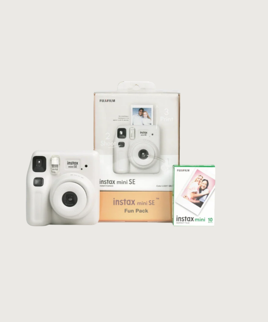 Fujifilm Instax Mini SE Instant Camera Fun Pack with Glossy Film – Stylish & Compact Instant Photo Bundle | Perfect for Gifting | Includes Film Pack & Accessories - MINIMEE KIDS