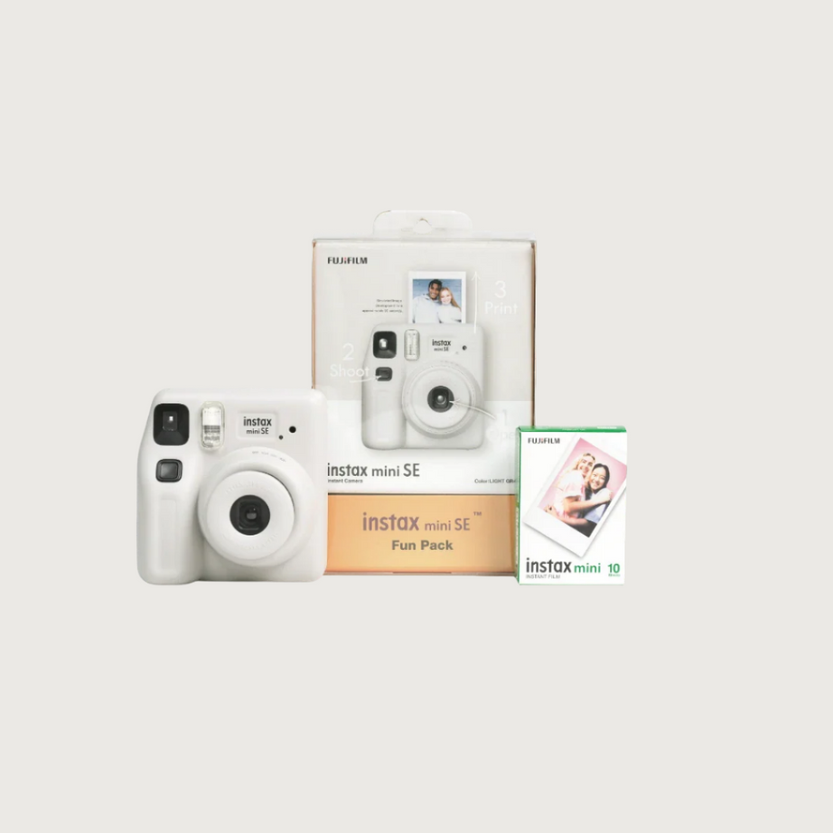 Fujifilm Instax Mini SE Instant Camera Fun Pack with Glossy Film – Stylish & Compact Instant Photo Bundle | Perfect for Gifting | Includes Film Pack & Accessories