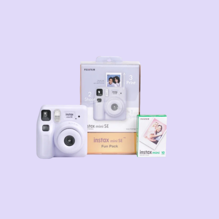 Fujifilm Instax Mini SE Instant Camera Fun Pack with Glossy Film – Stylish & Compact Instant Photo Bundle | Perfect for Gifting | Includes Film Pack & Accessories