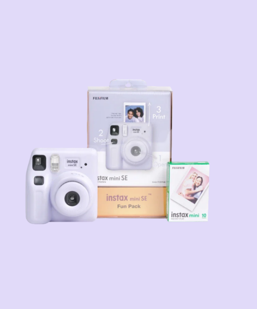 Fujifilm Instax Mini SE Instant Camera Fun Pack with Glossy Film – Stylish & Compact Instant Photo Bundle | Perfect for Gifting | Includes Film Pack & Accessories - MINIMEE KIDS