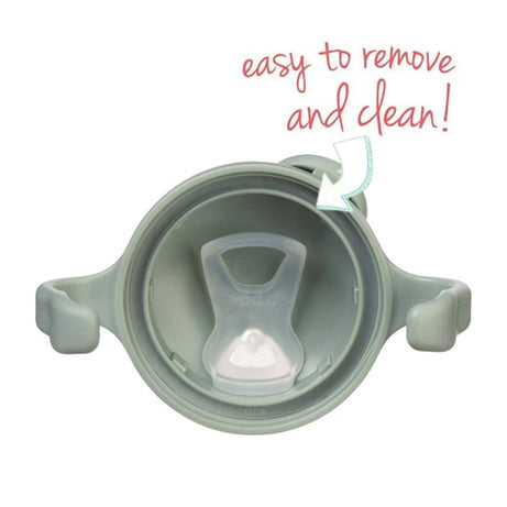 b.box Soft Silicone Spout Cup for 4m+ | Sage Green | 240ml - Baby Transition Training Cup with Hygienic Built-In Lid & Easy-Grip Handles | Leak-Proof BPA-Free First Cup
