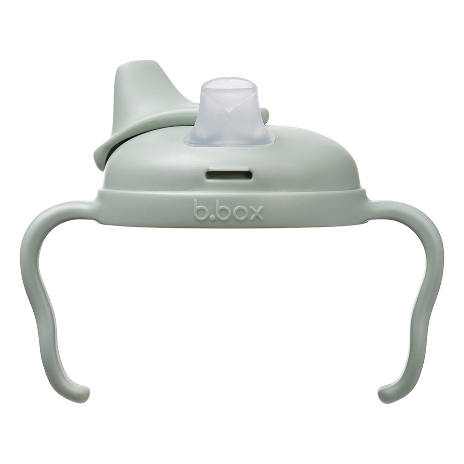 b.box Soft Silicone Spout Cup for 4m+ | Sage Green | 240ml - Baby Transition Training Cup with Hygienic Built-In Lid & Easy-Grip Handles | Leak-Proof BPA-Free First Cup